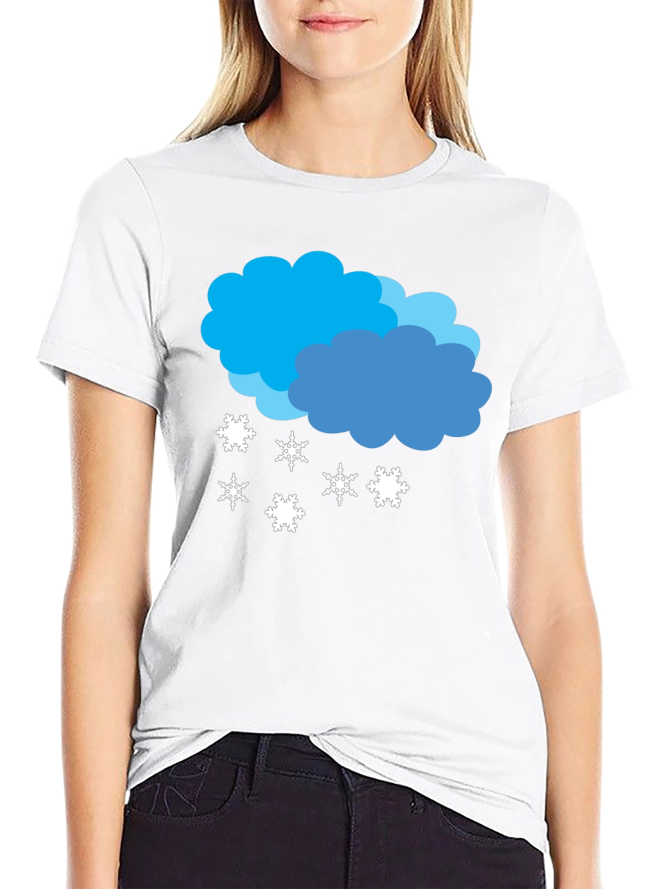 Snowy Cloud Graphic Tee - Black Casual Shirt