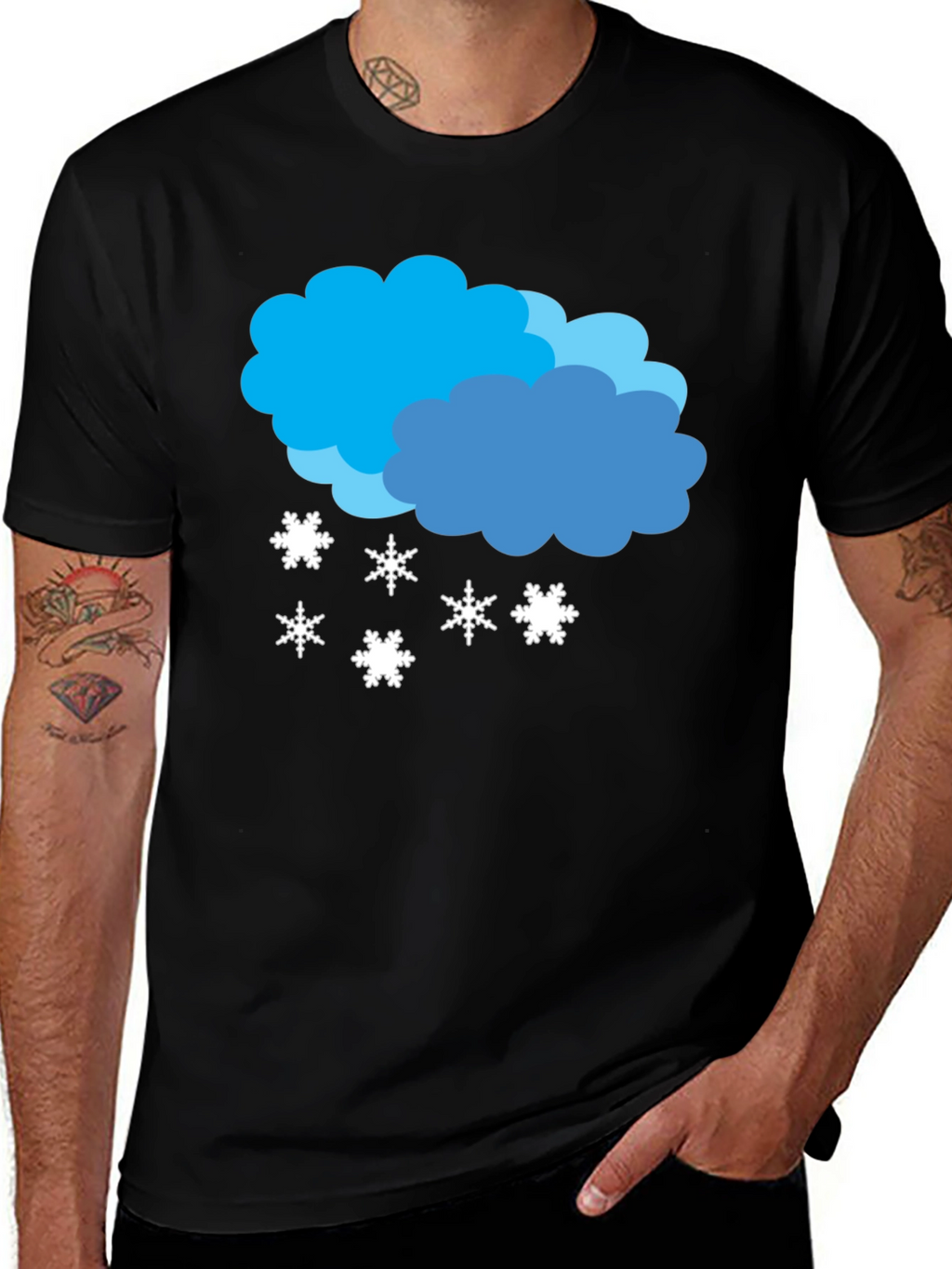 Snowy Cloud Graphic Tee - Black Casual Shirt