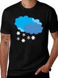 Snowy Cloud Graphic Tee - Black Casual Shirt