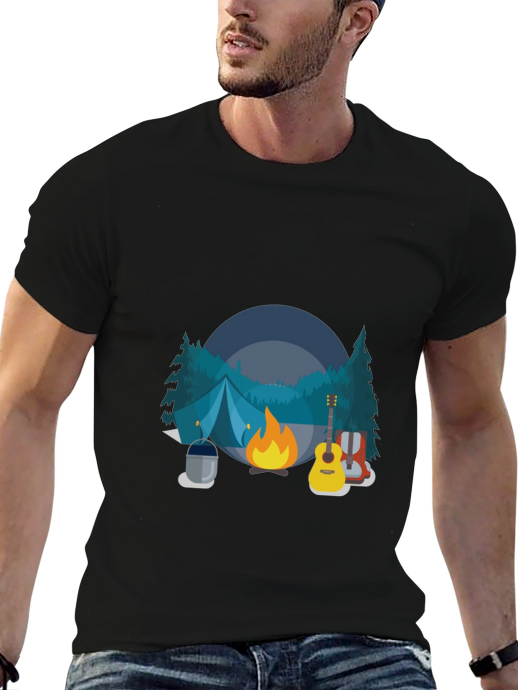 Camping Adventure Black T-Shirt