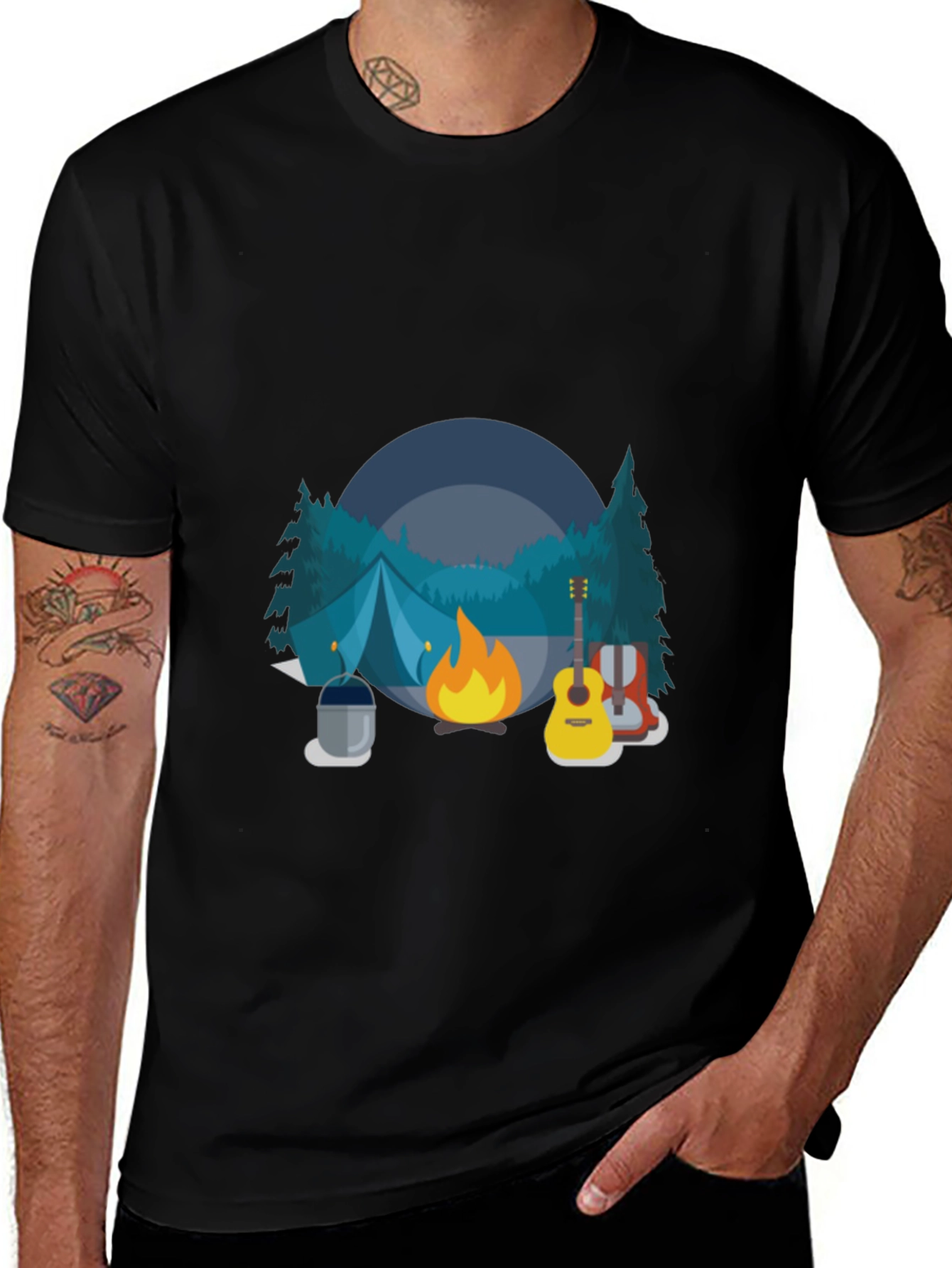 Camping Adventure Black T-Shirt