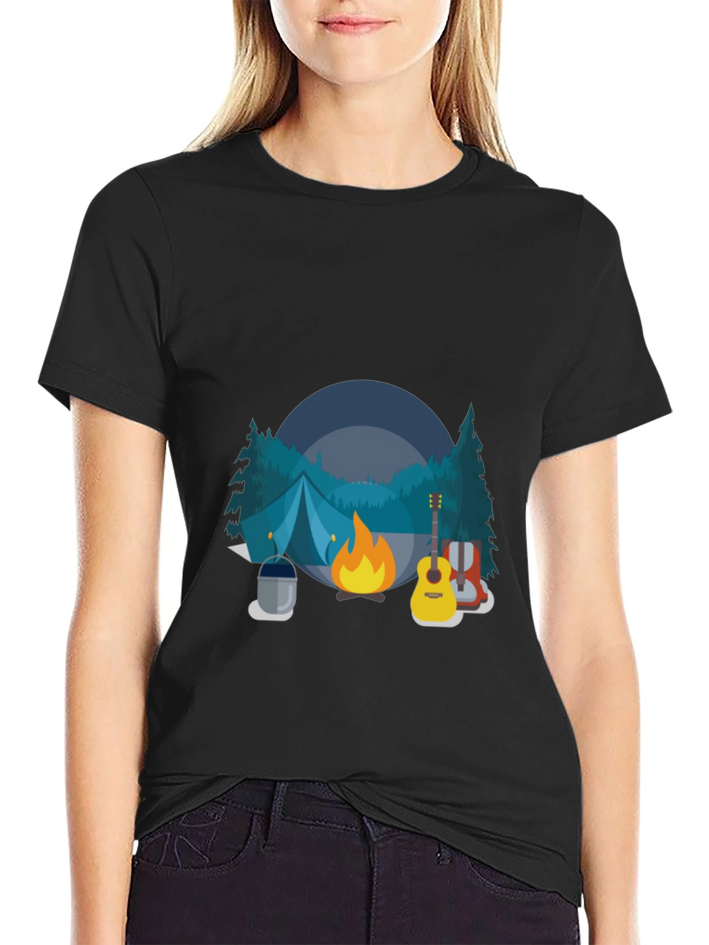 Camping Adventure Black T-Shirt
