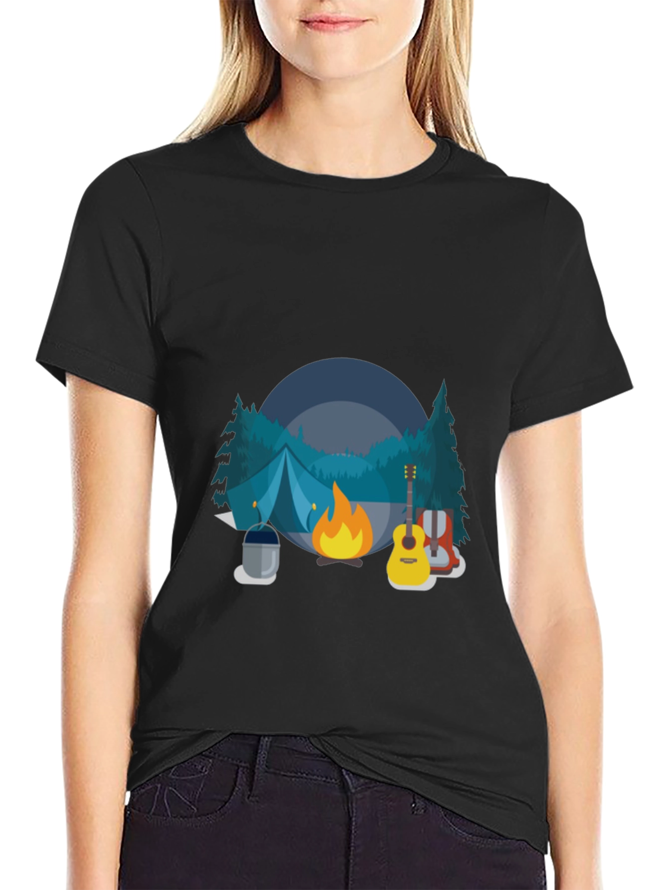 Camping Adventure Black T-Shirt