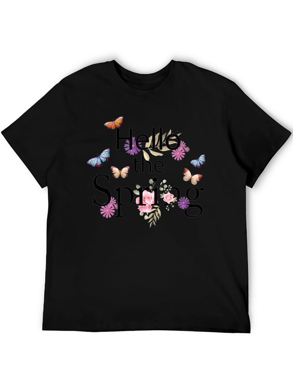 Hello Spring Graphic Tee - Black