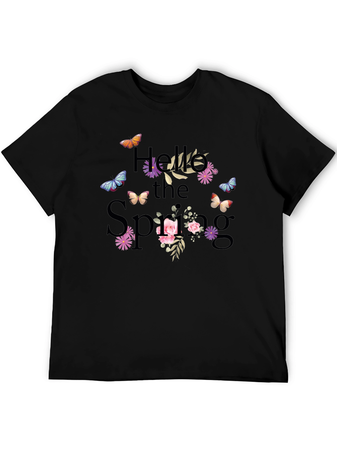 Hello Spring Graphic Tee - Black