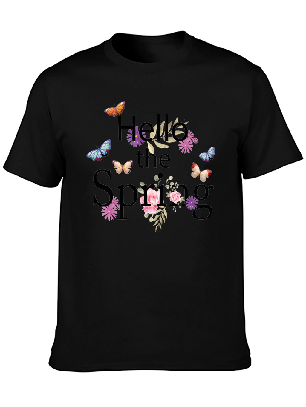 Hello Spring Graphic Tee - Black