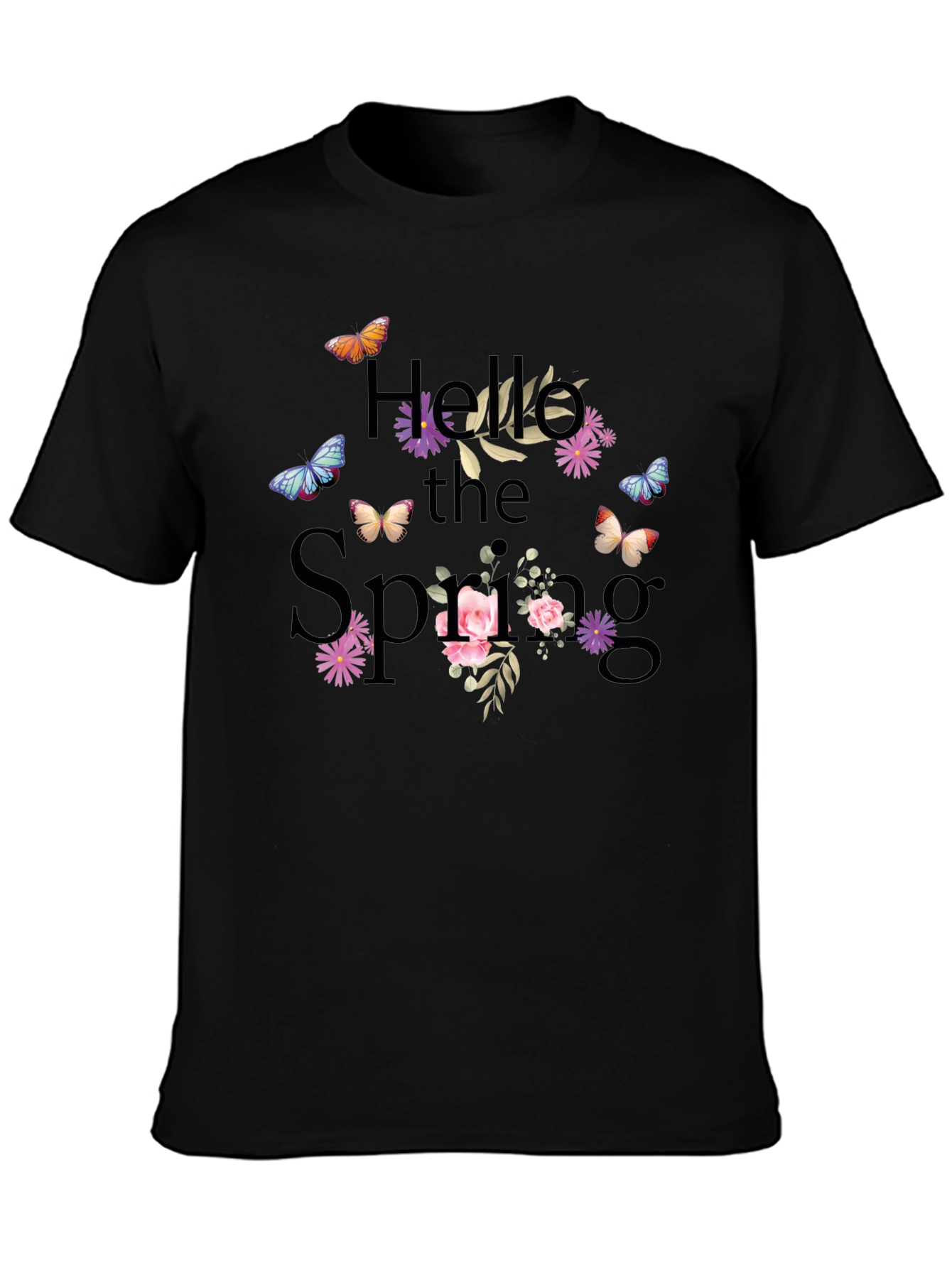 Hello Spring Graphic Tee - Black