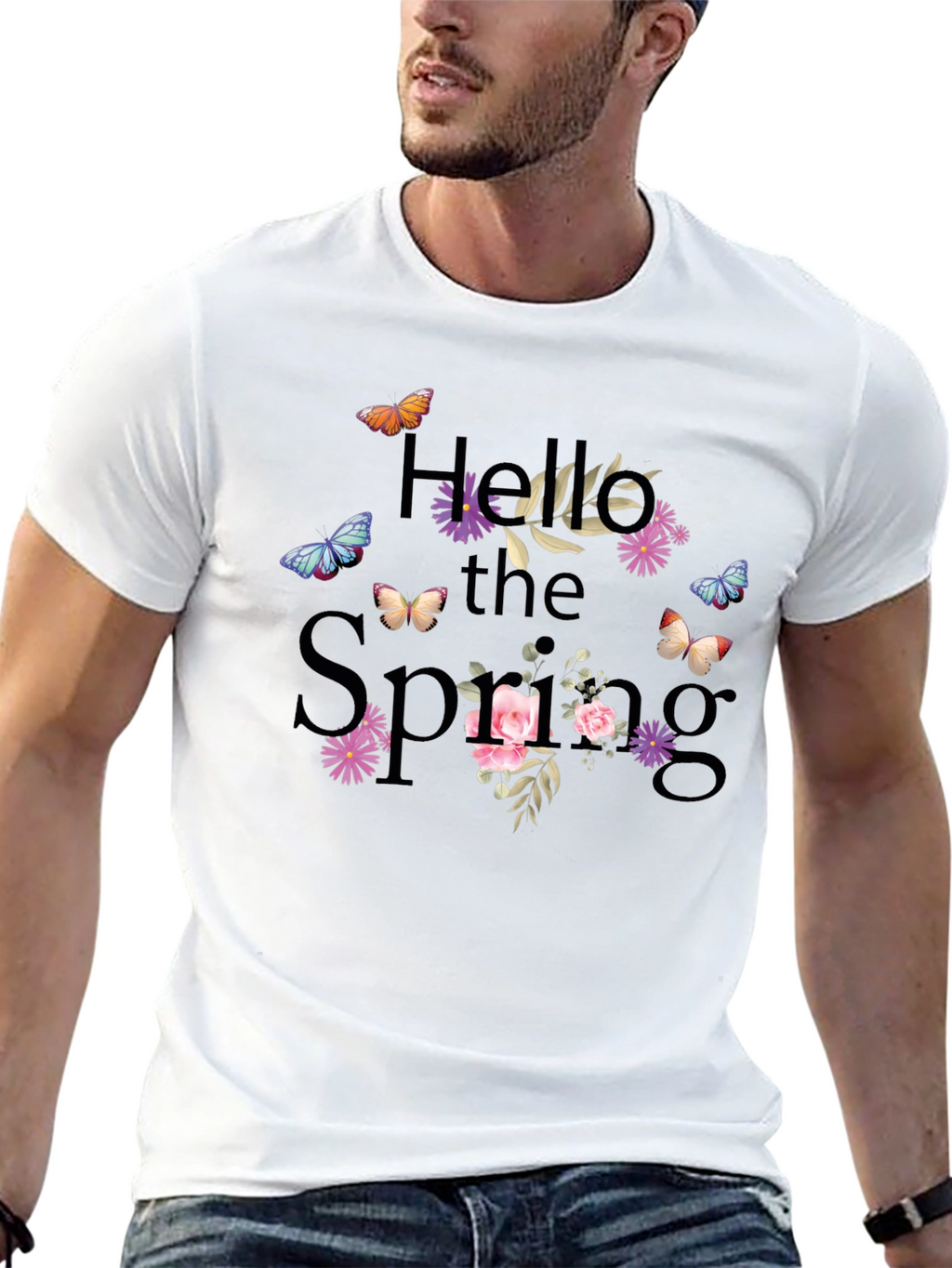 Hello Spring Graphic Tee - Black