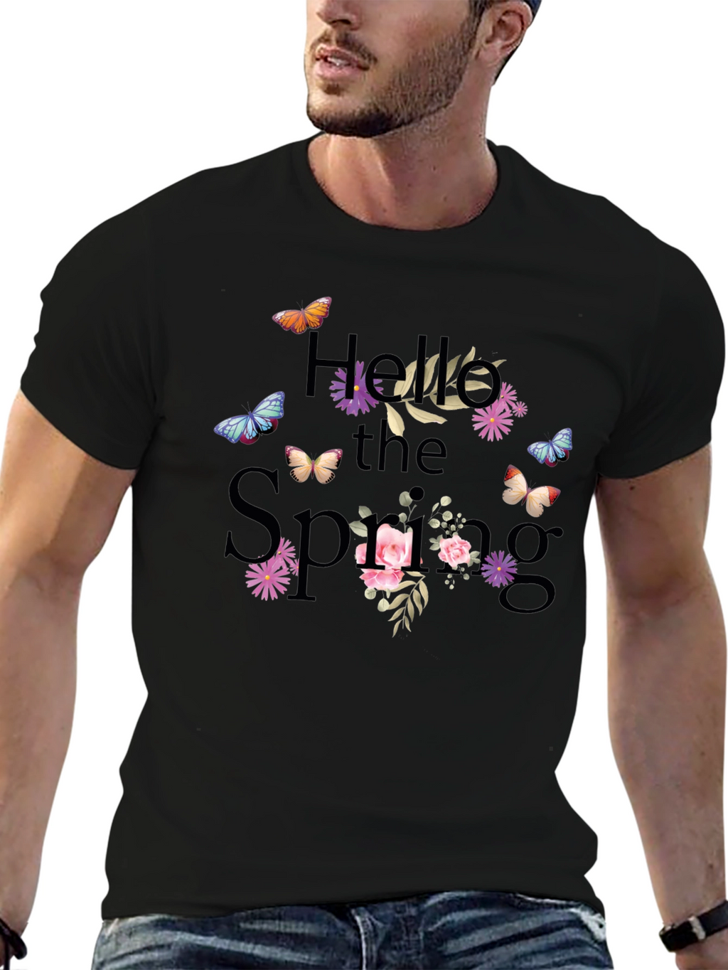 Hello Spring Graphic Tee - Black