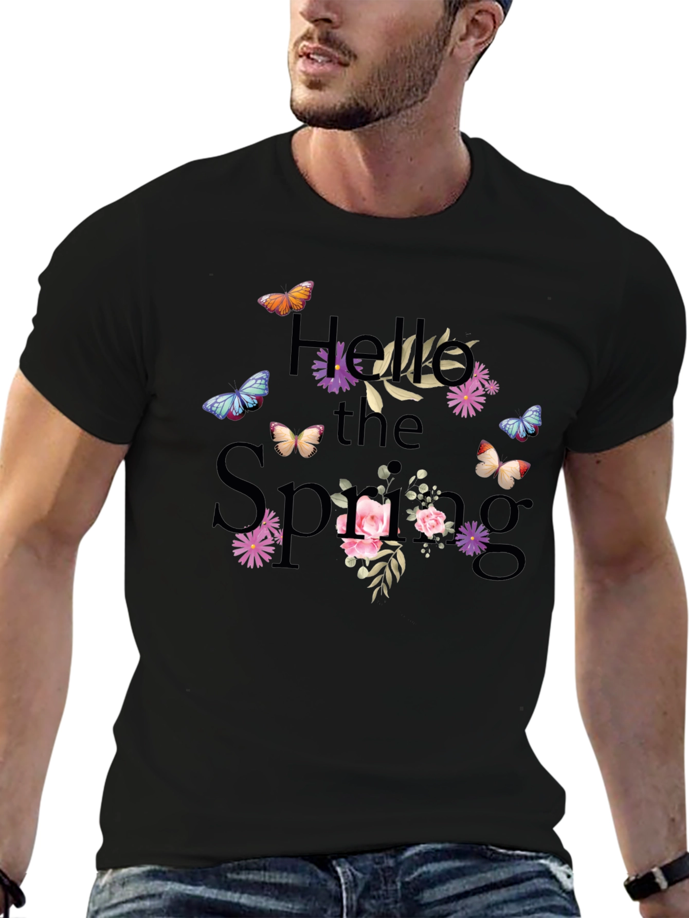 Hello Spring Graphic Tee - Black