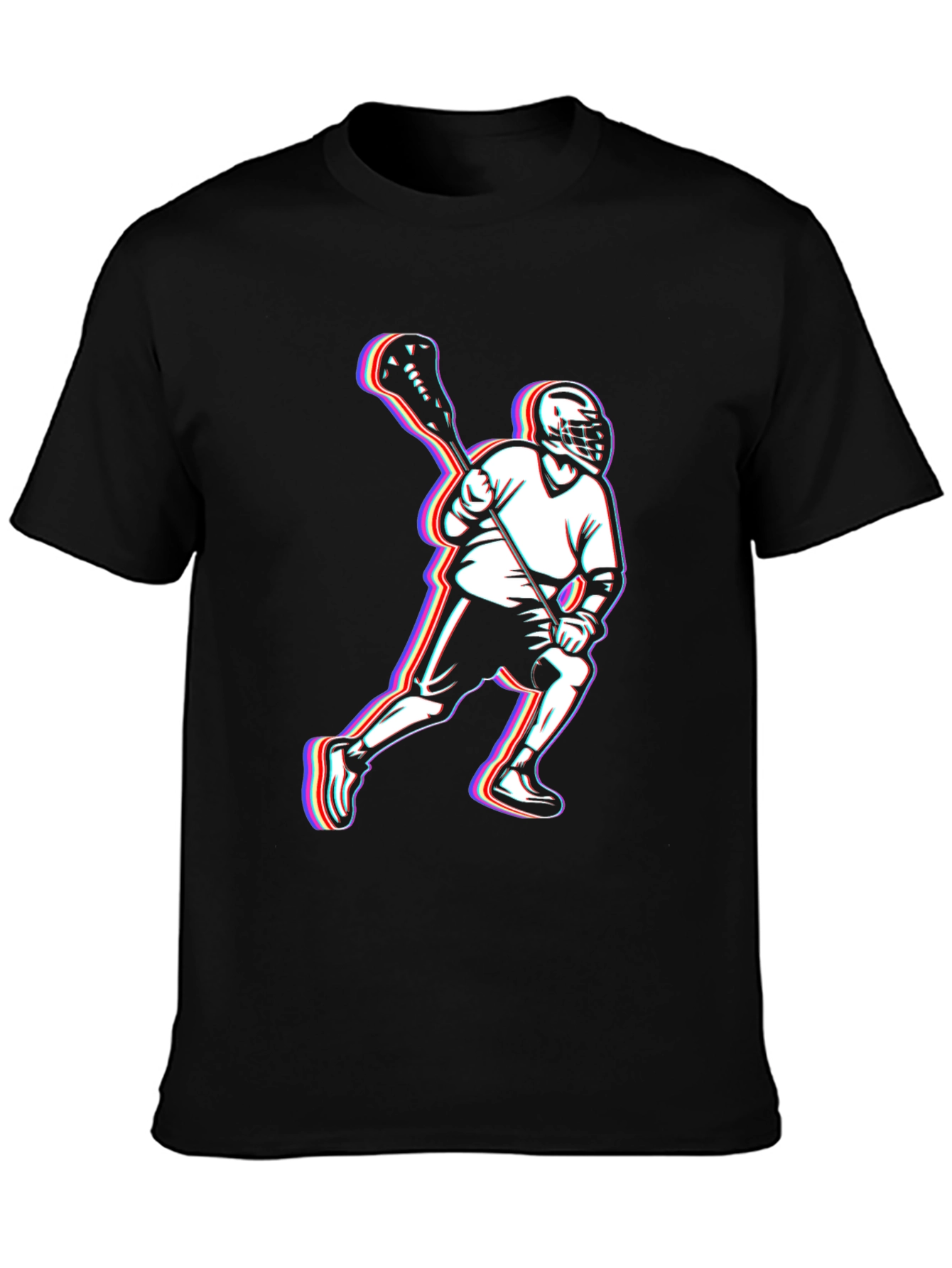 Lacrosse Player Black T-Shirt - Sporty Comfortable