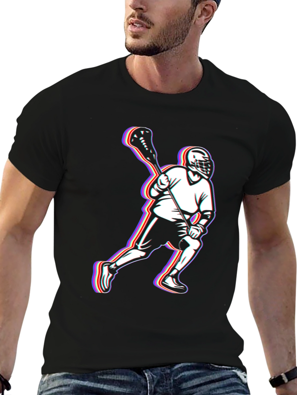Lacrosse Player Black T-Shirt - Sporty Comfortable
