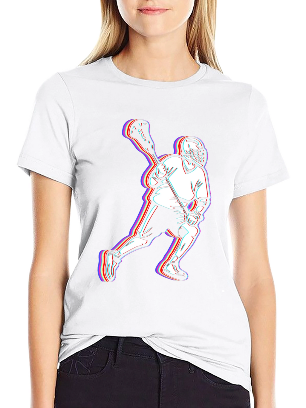 Lacrosse Player Black T-Shirt - Sporty Comfortable