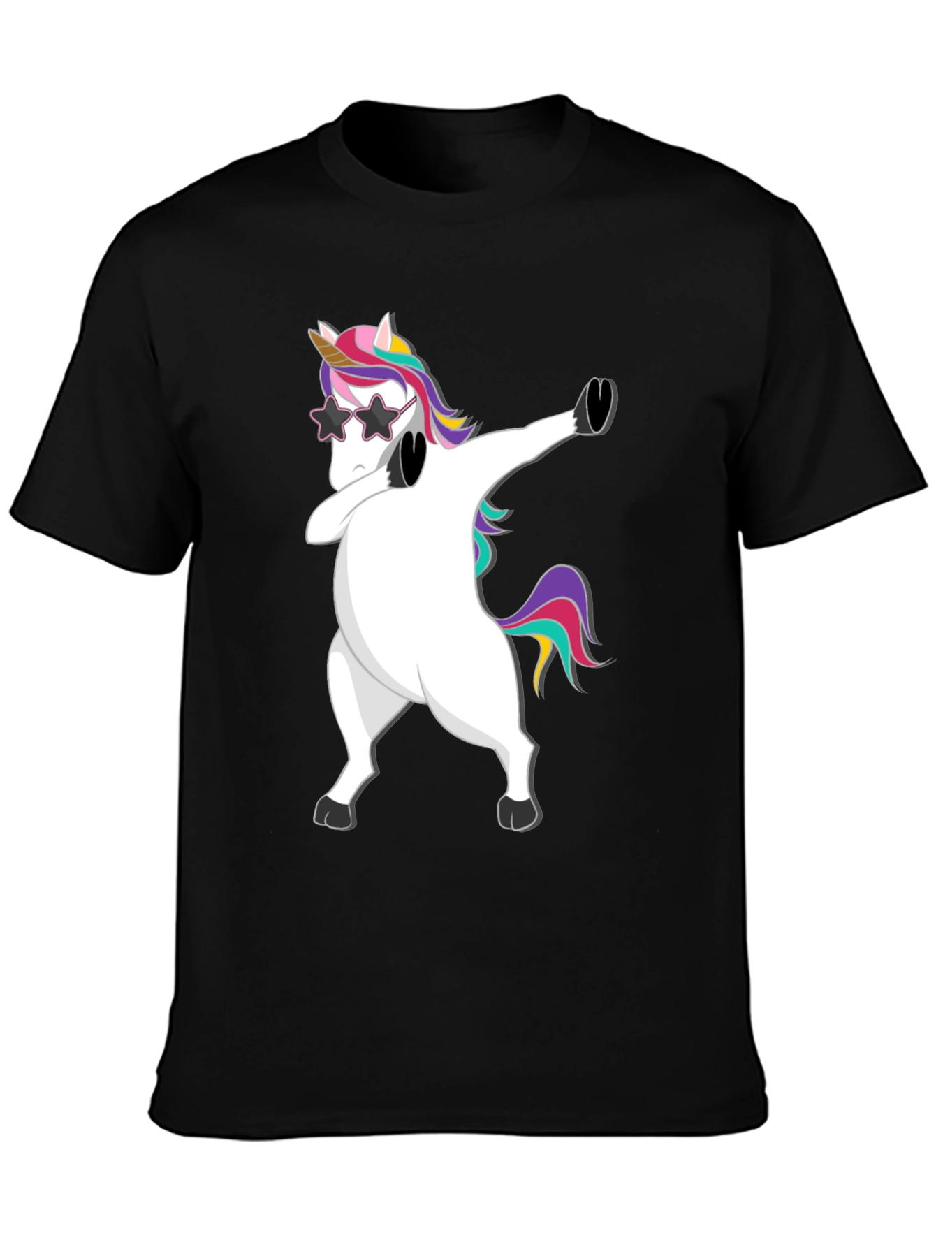 Dabbing Unicorn Graphic Tee - Trendy Black T-Shirt