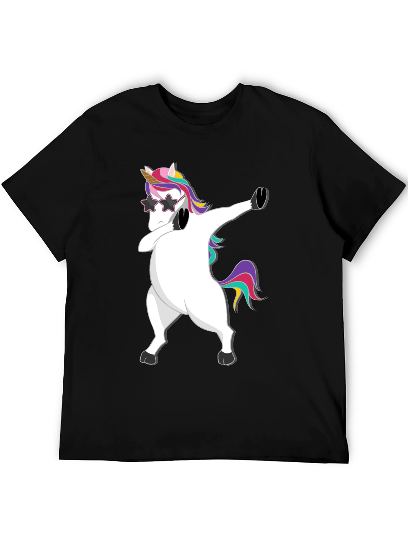 Dabbing Unicorn Graphic Tee - Trendy Black T-Shirt
