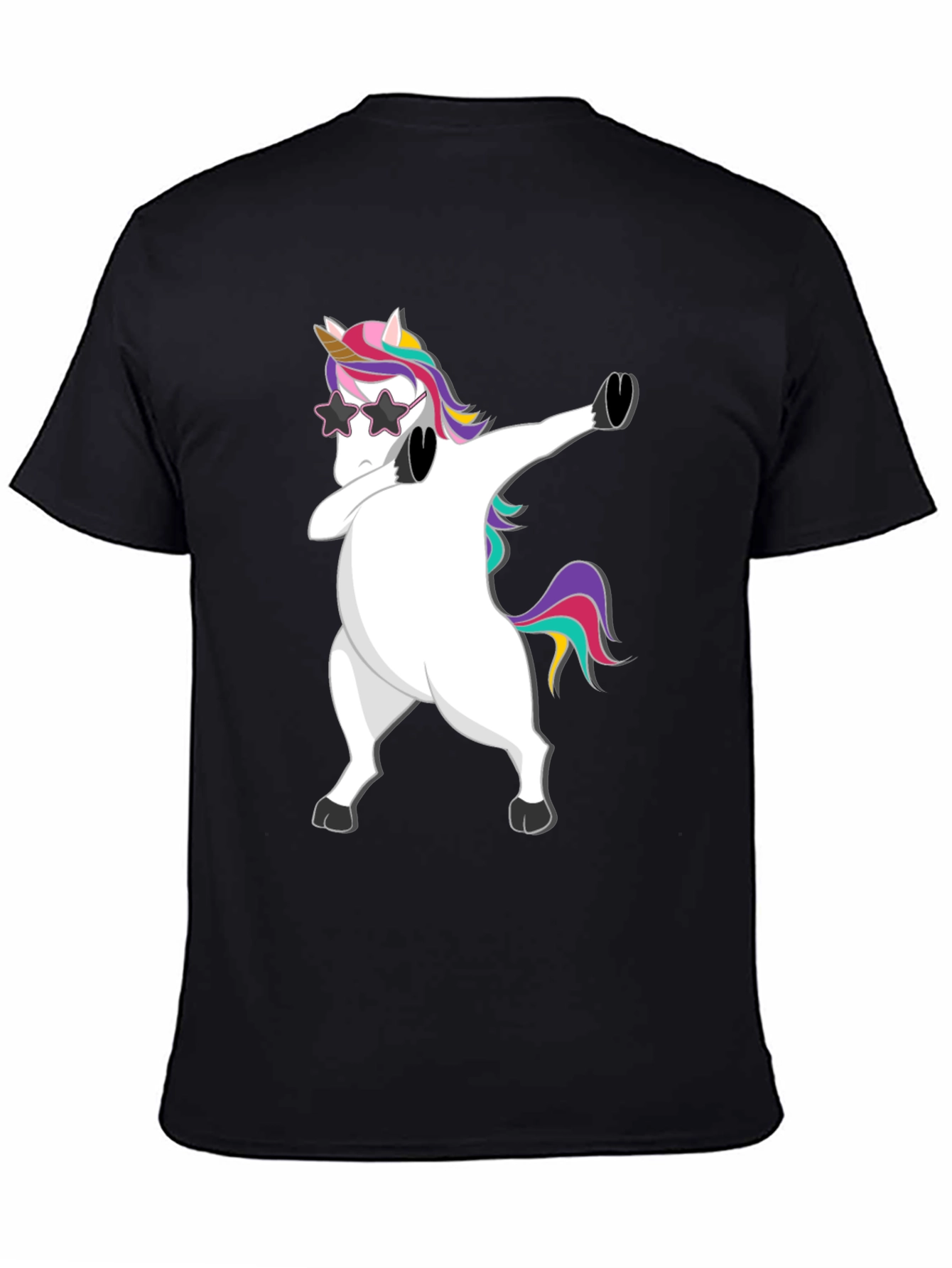 Dabbing Unicorn Graphic Tee - Trendy Black T-Shirt