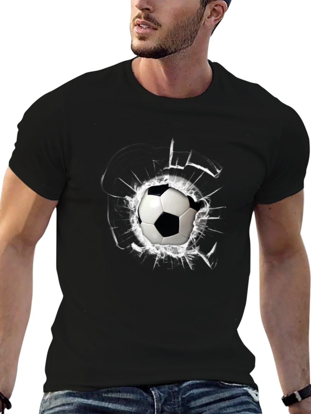 Soccer Ball Shattered Glass Mens T-Shirt