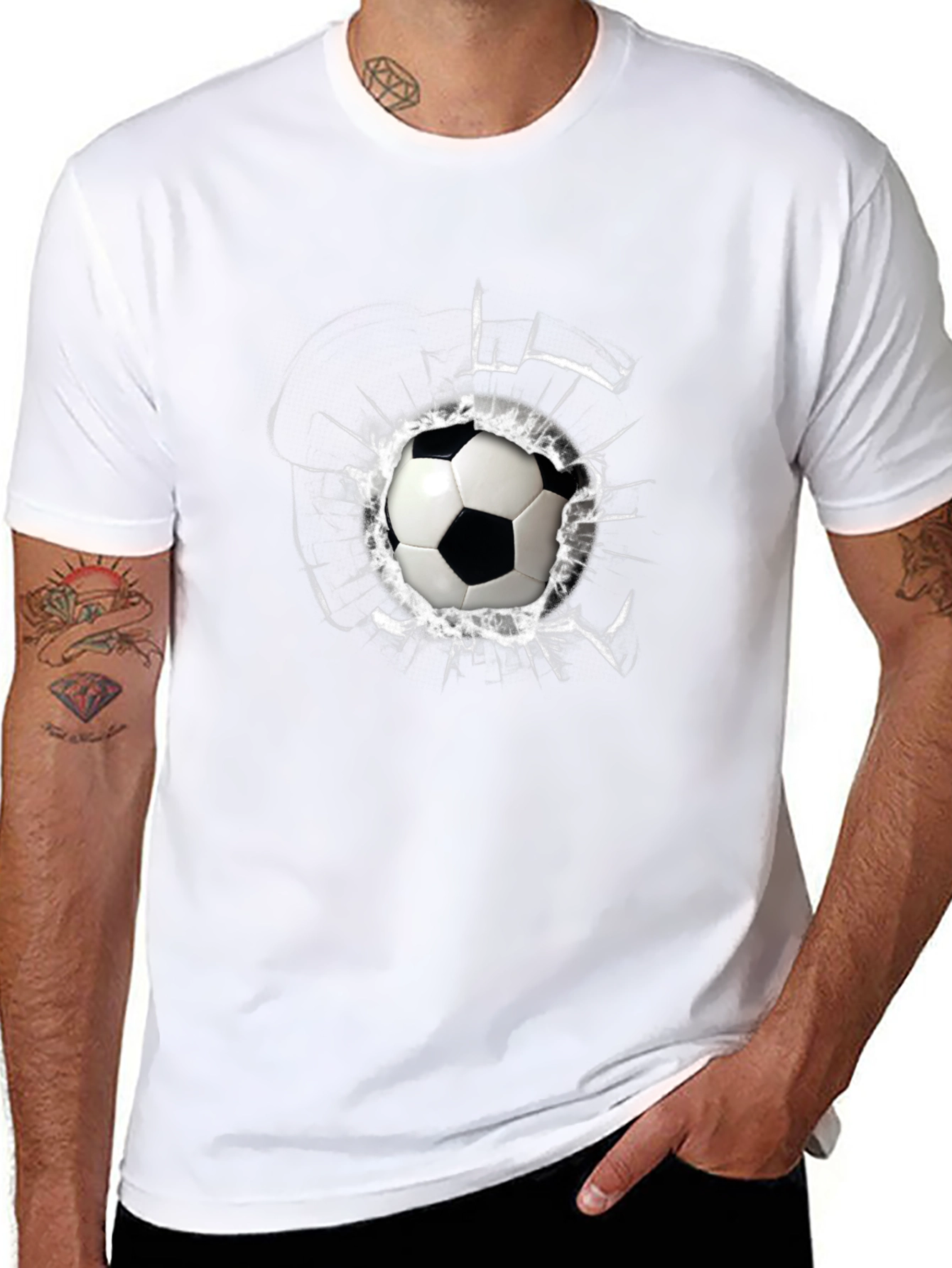 Soccer Ball Shattered Glass Mens T-Shirt