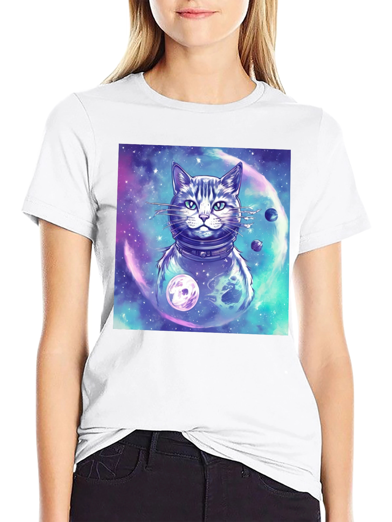 Cosmic Cat T-Shirt - Galaxy Space Adventure