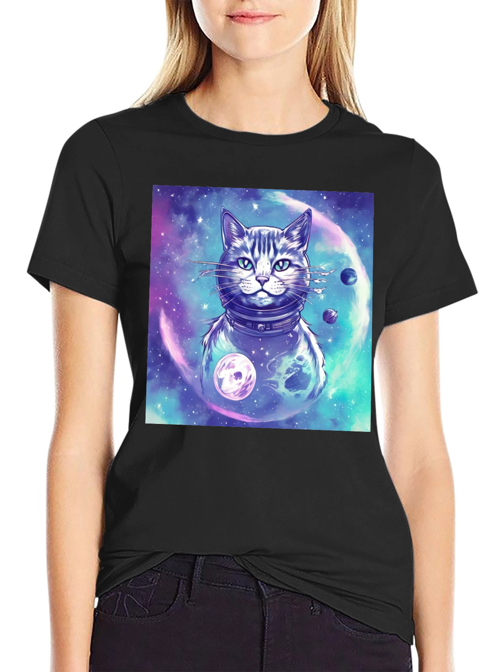 Cosmic Cat T-Shirt - Galaxy Space Adventure