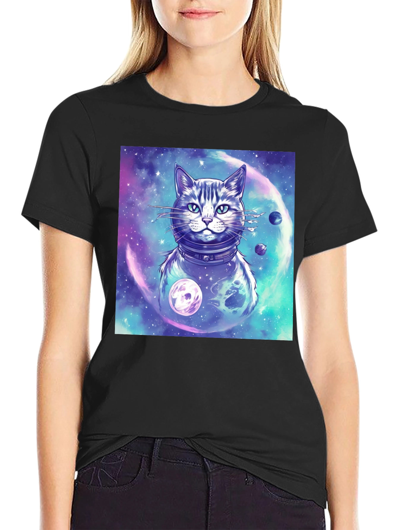 Cosmic Cat T-Shirt - Galaxy Space Adventure