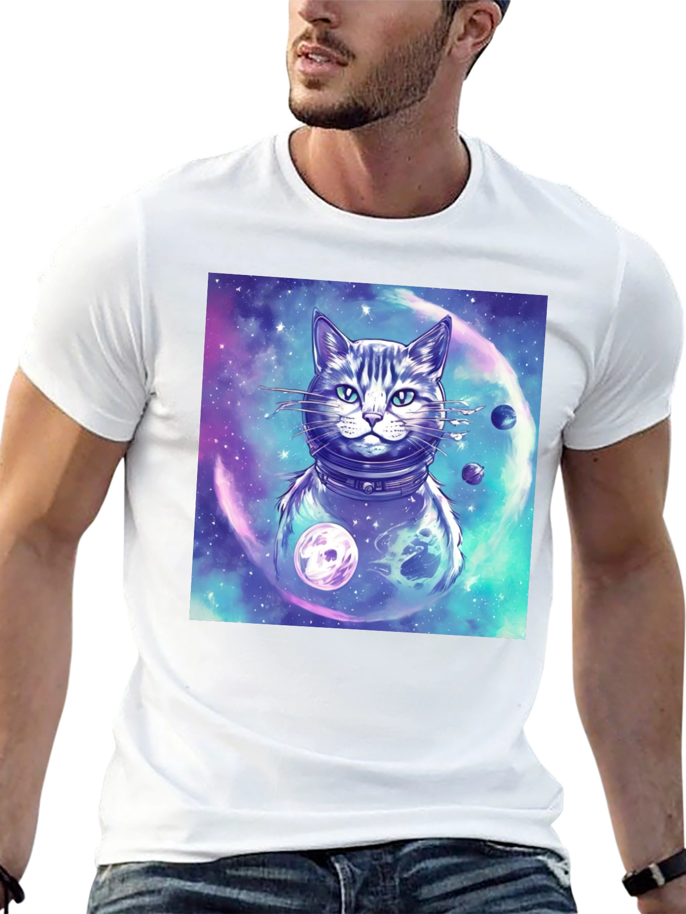 Cosmic Cat T-Shirt - Galaxy Space Adventure