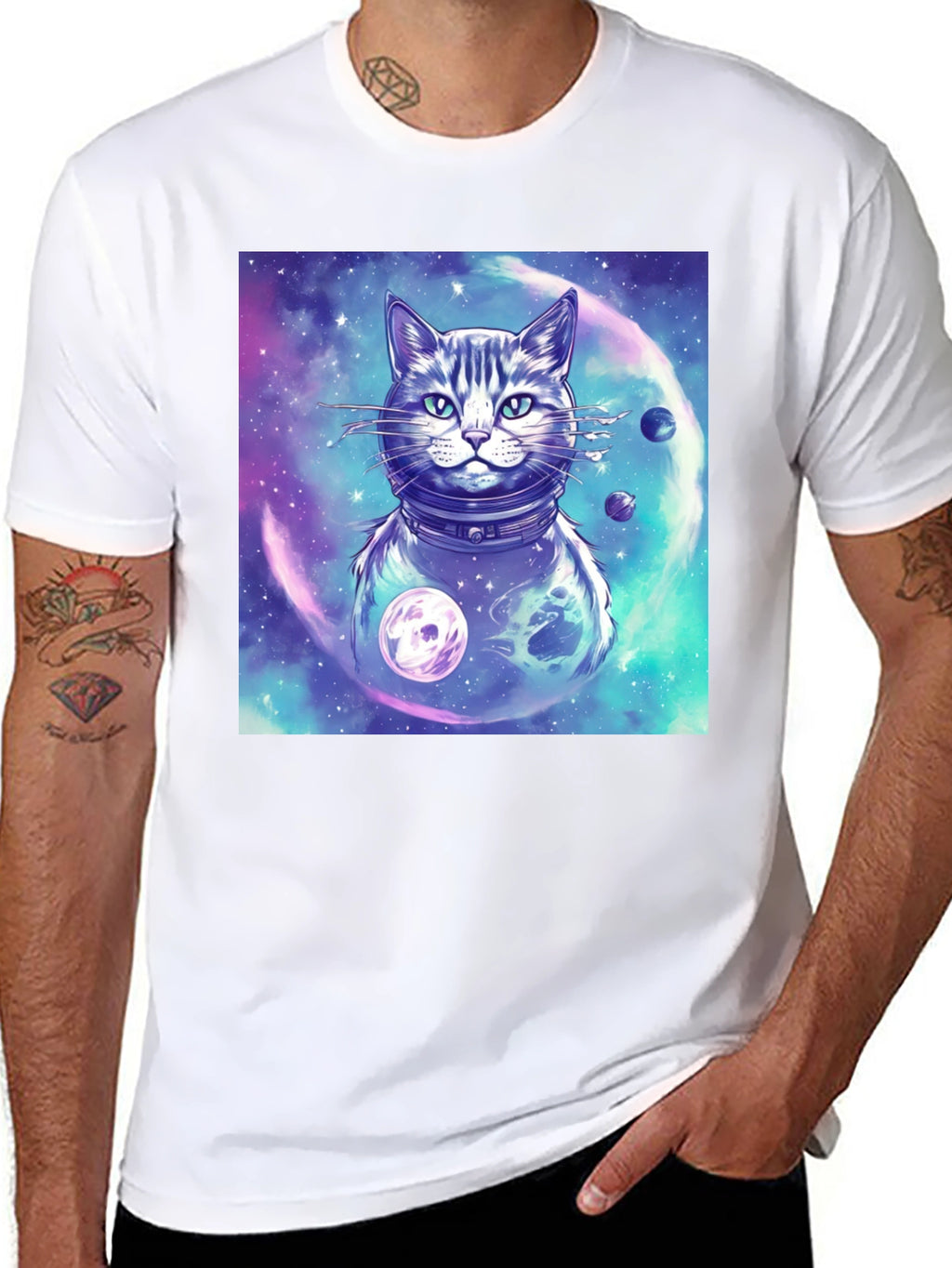 Cosmic Cat T-Shirt - Galaxy Space Adventure