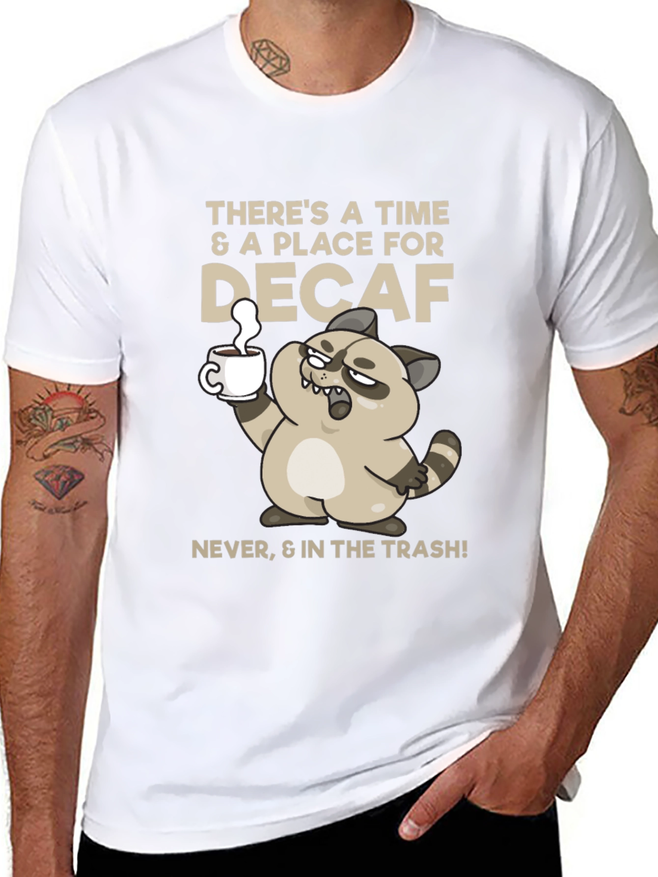 Funny Decaf Coffee Racoon T-Shirt