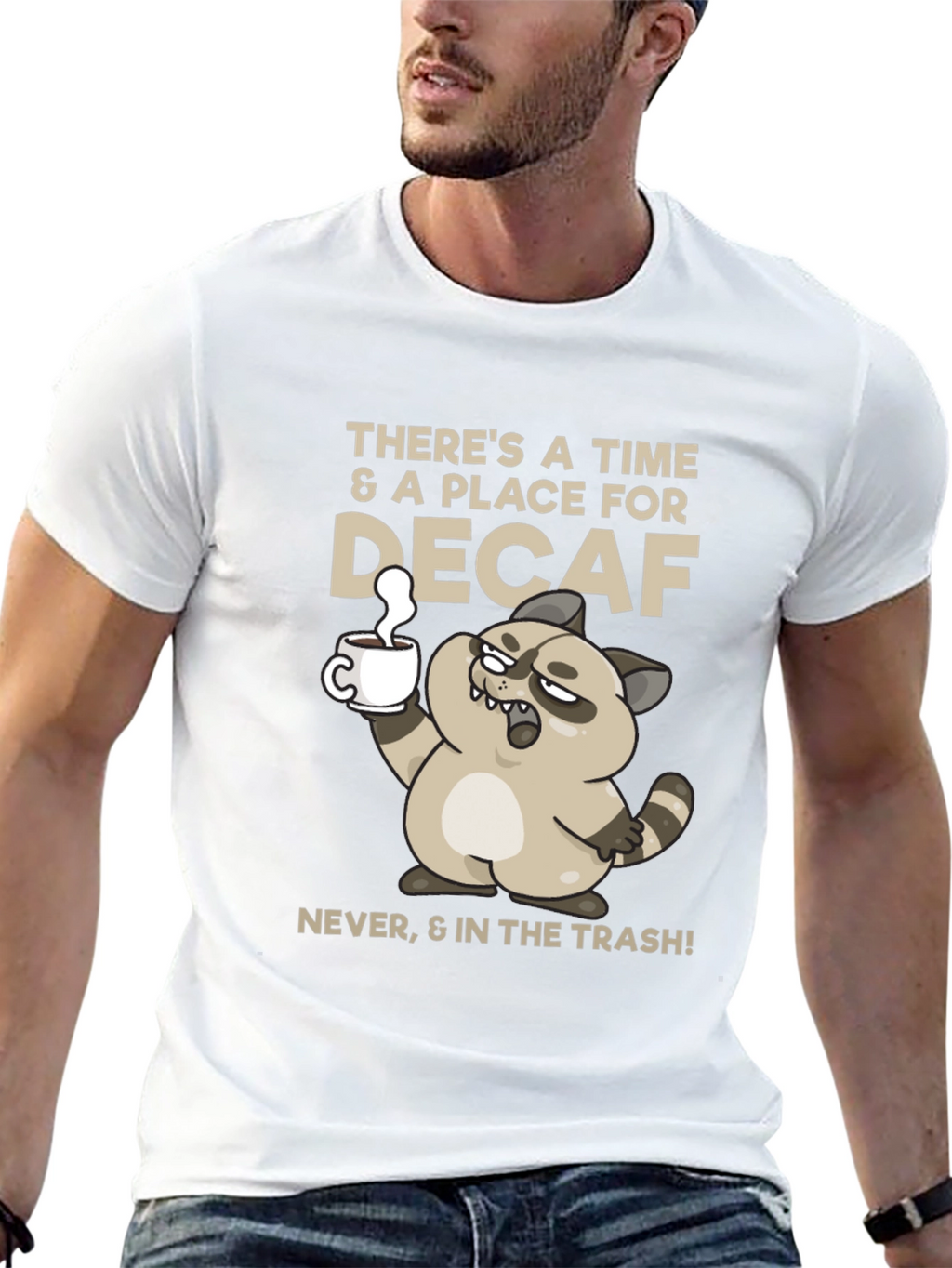 Funny Decaf Coffee Racoon T-Shirt