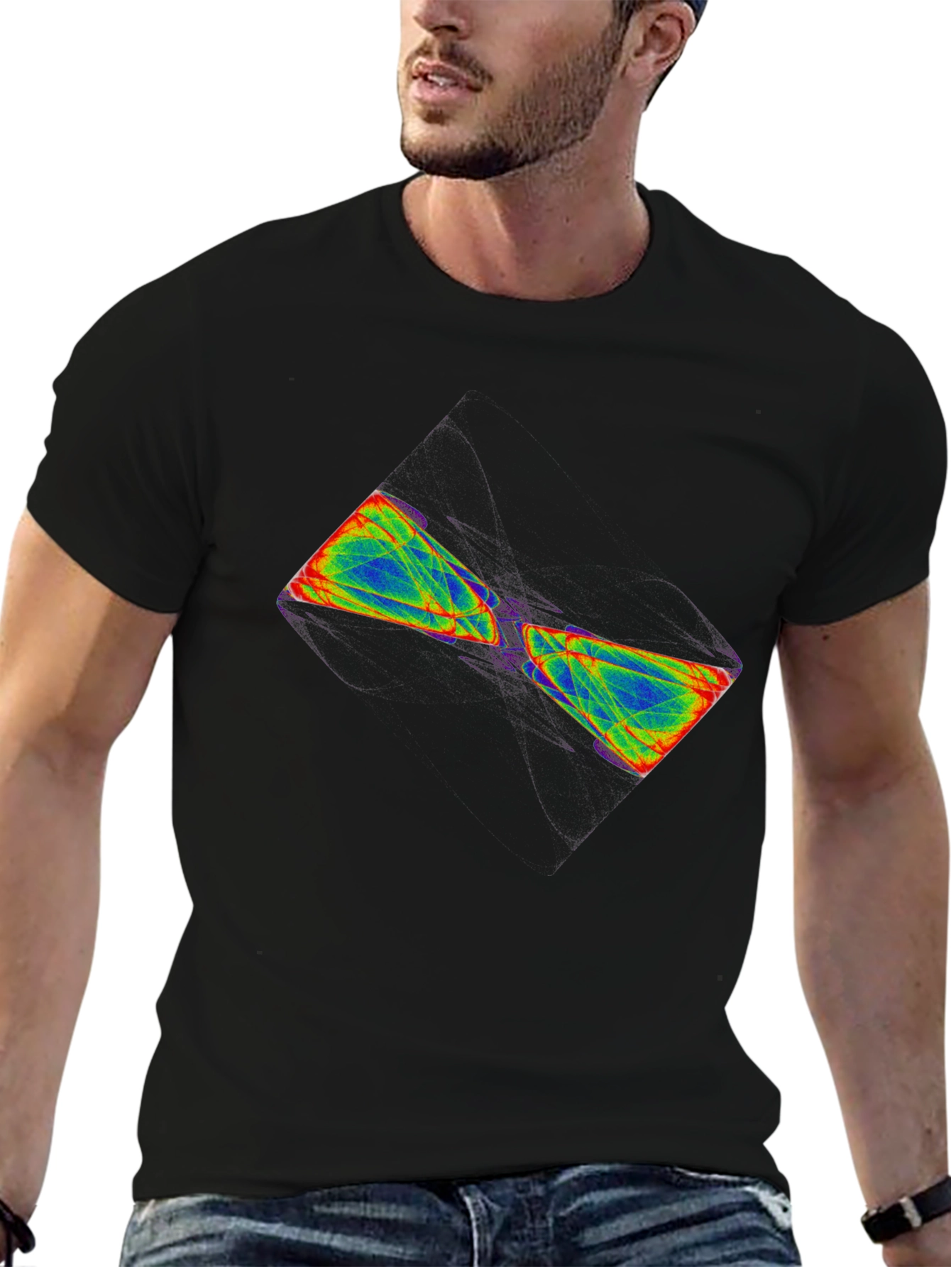 Abstract Hourglass Graphic Tee - Black