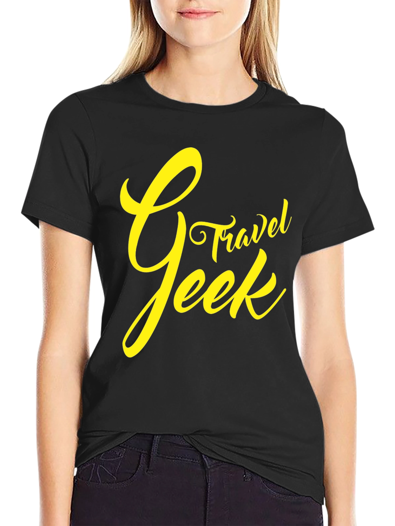 Travel Geek Graphic Tee - Black Cotton T-Shirt