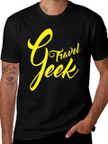 Travel Geek Graphic Tee - Black Cotton T-Shirt