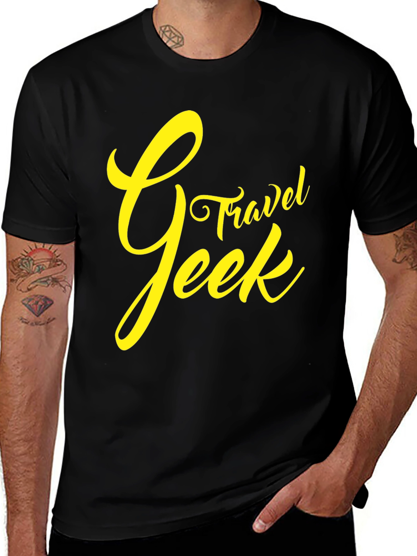 Travel Geek Graphic Tee - Black Cotton T-Shirt