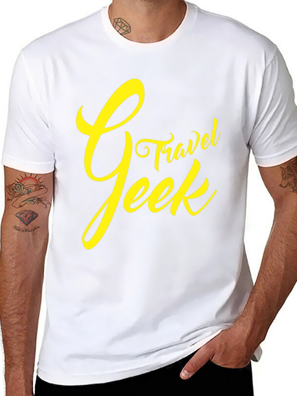 Travel Geek Graphic Tee - Black Cotton T-Shirt