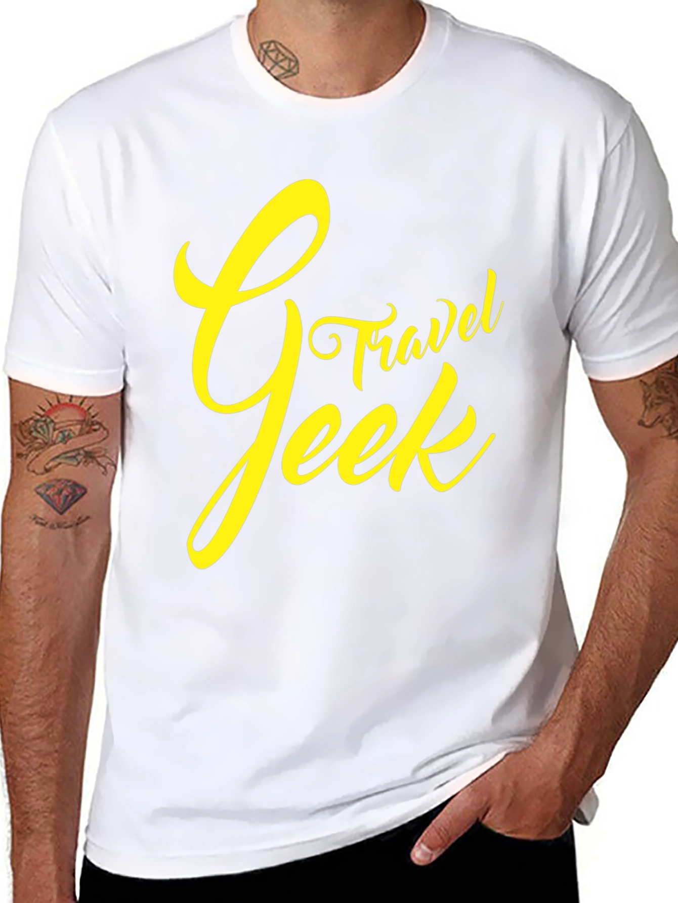 Travel Geek Graphic Tee - Black Cotton T-Shirt