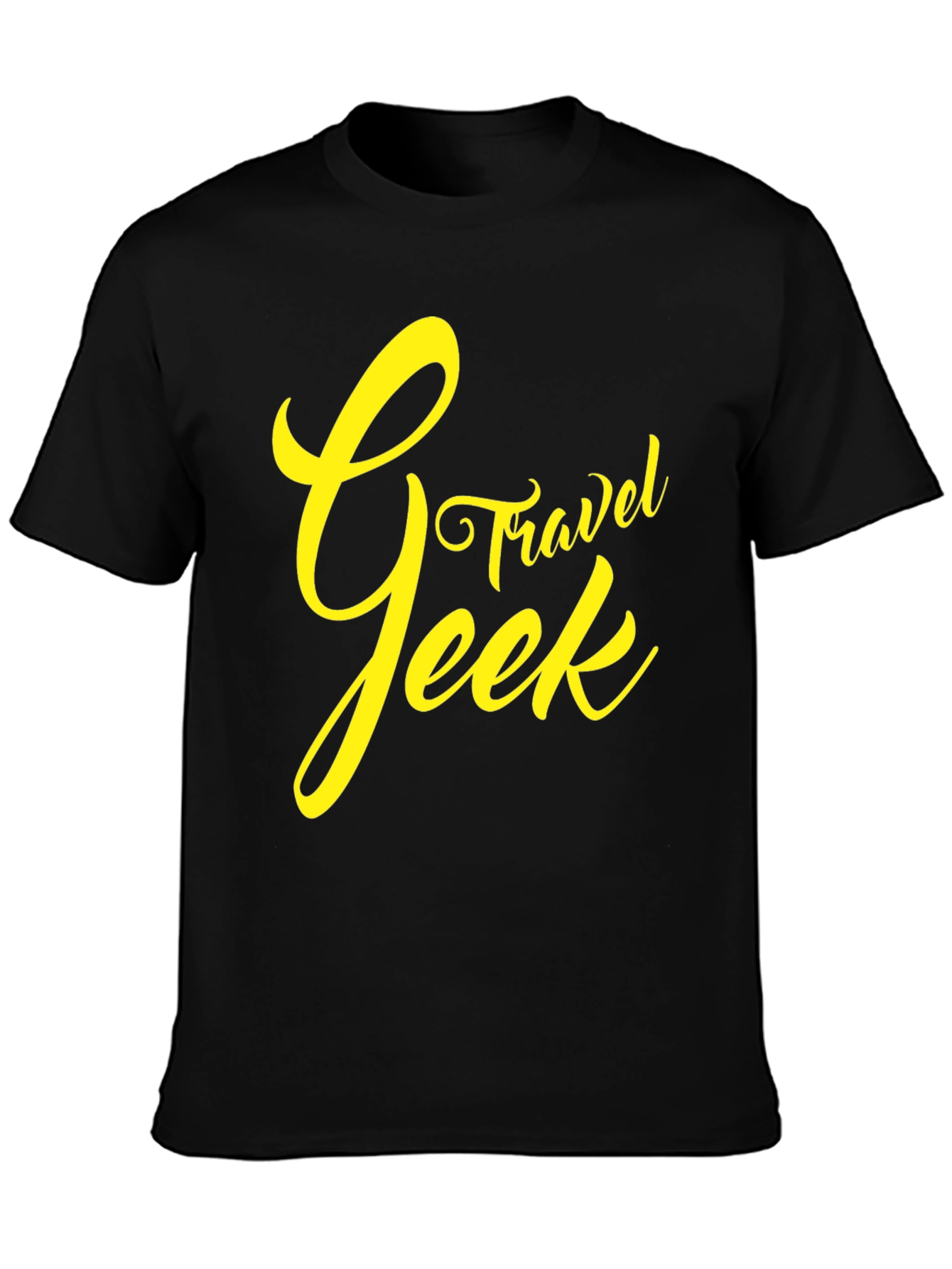 Travel Geek Graphic Tee - Black Cotton T-Shirt