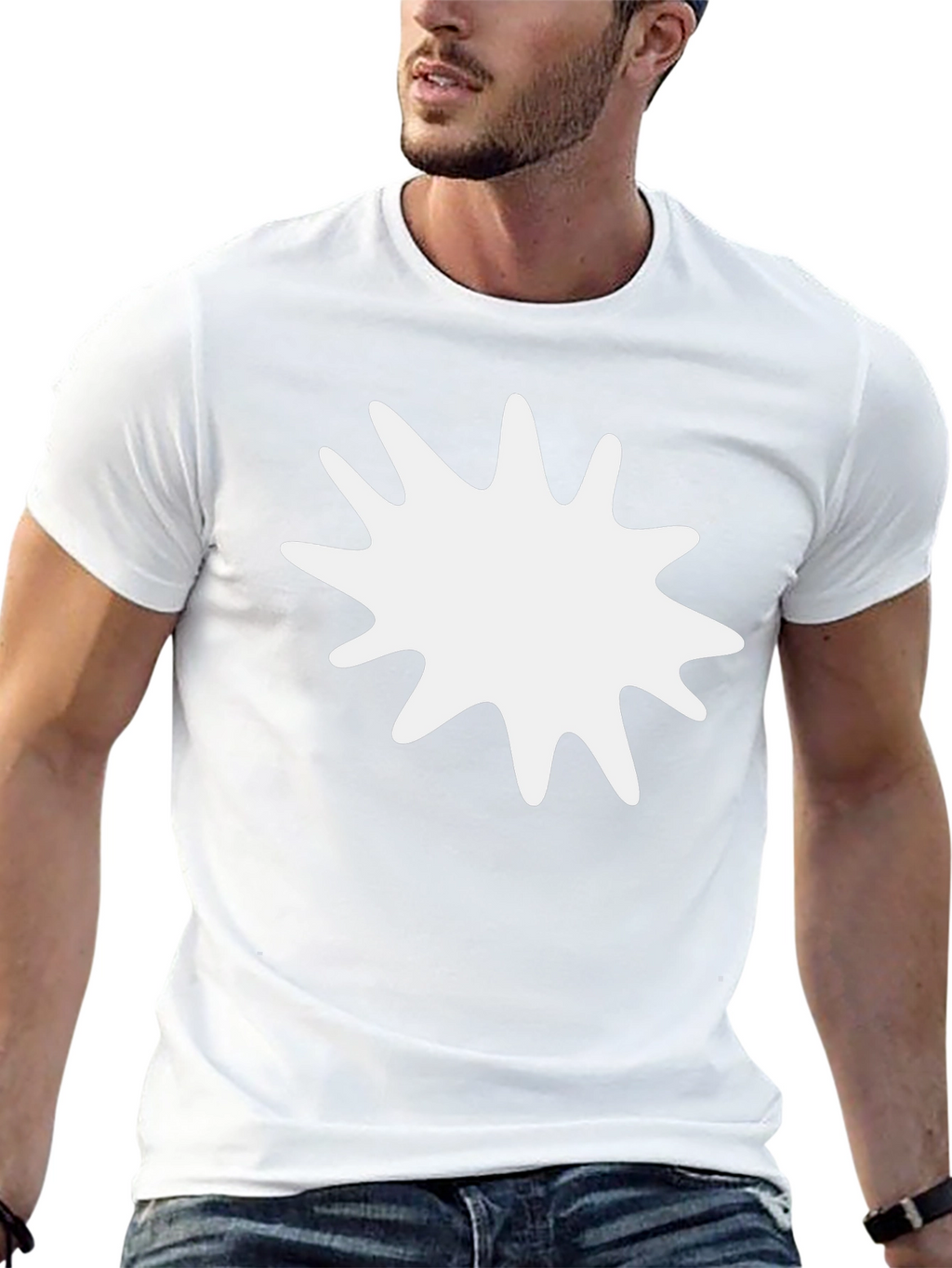 Mens Black T-Shirt with White Splatter Graphic