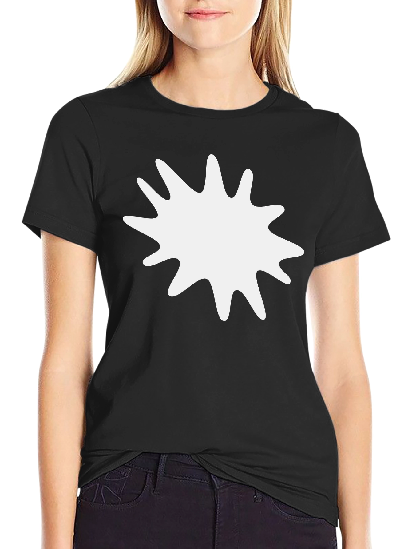 Mens Black T-Shirt with White Splatter Graphic