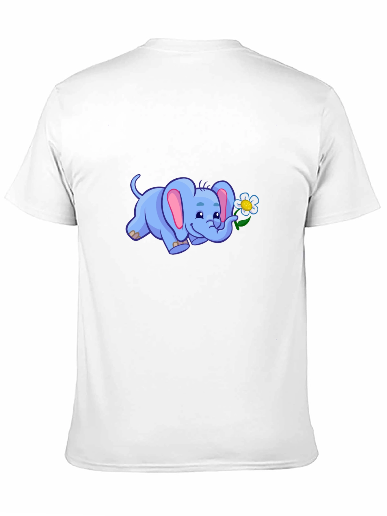 Cute Elephant Flower Graphic Black T-Shirt