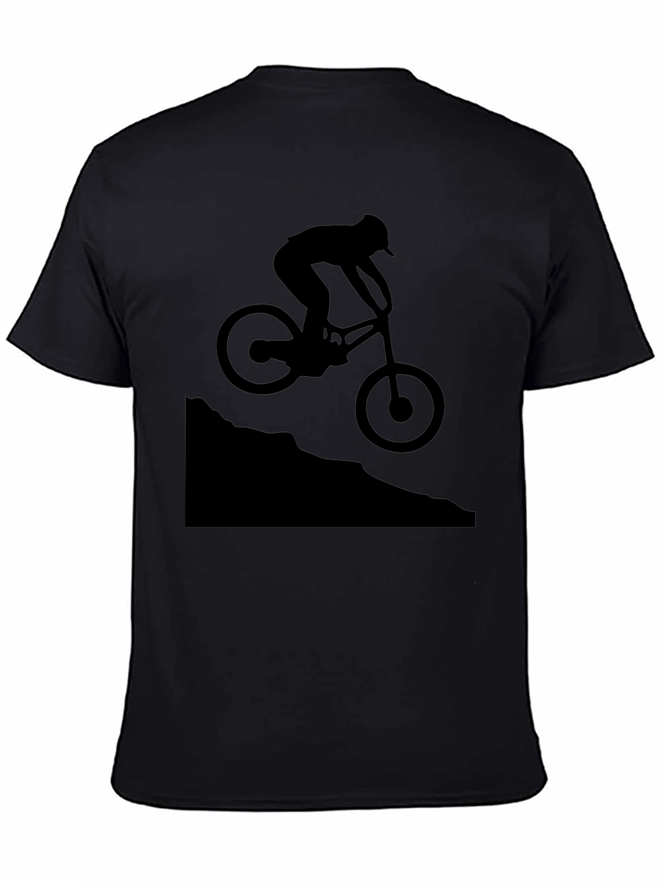 Mountain Biker Silhouette Graphic T-Shirt - Black