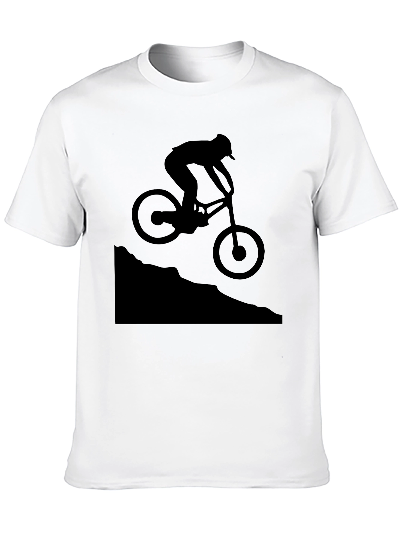 Mountain Biker Silhouette Graphic T-Shirt - Black