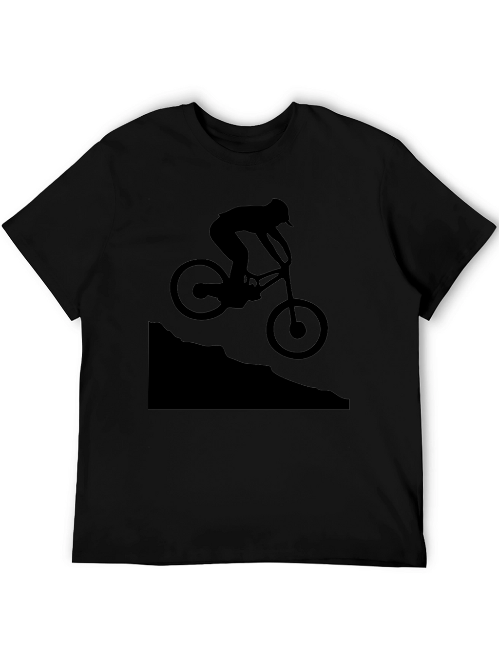 Mountain Biker Silhouette Graphic T-Shirt - Black