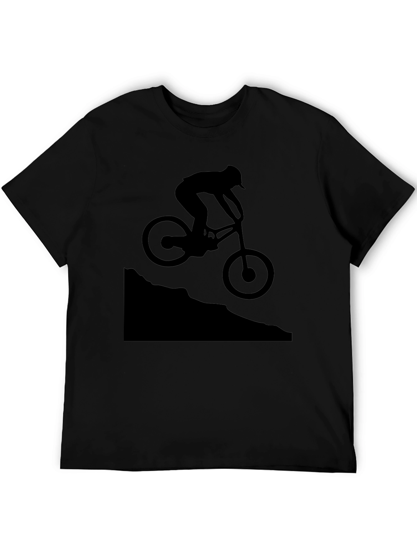 Mountain Biker Silhouette Graphic T-Shirt - Black