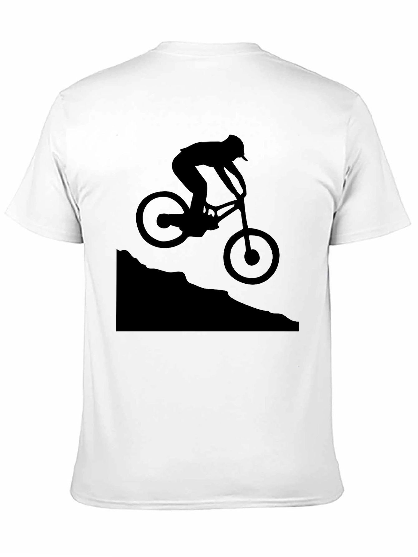 Mountain Biker Silhouette Graphic T-Shirt - Black