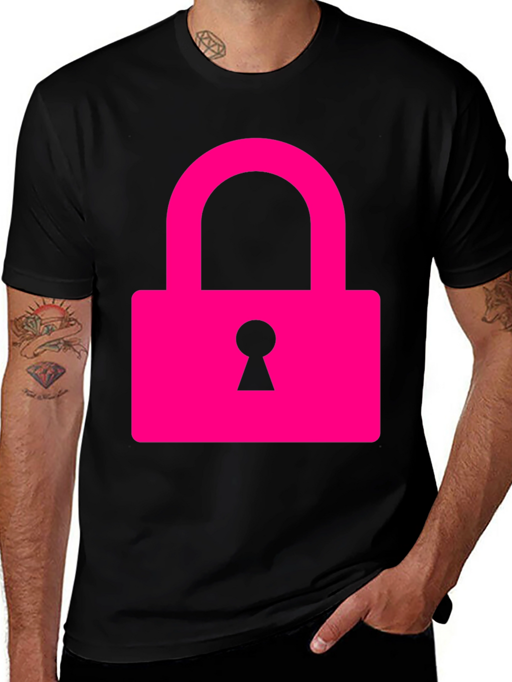 Cool Pink Lock Graphic T-Shirt