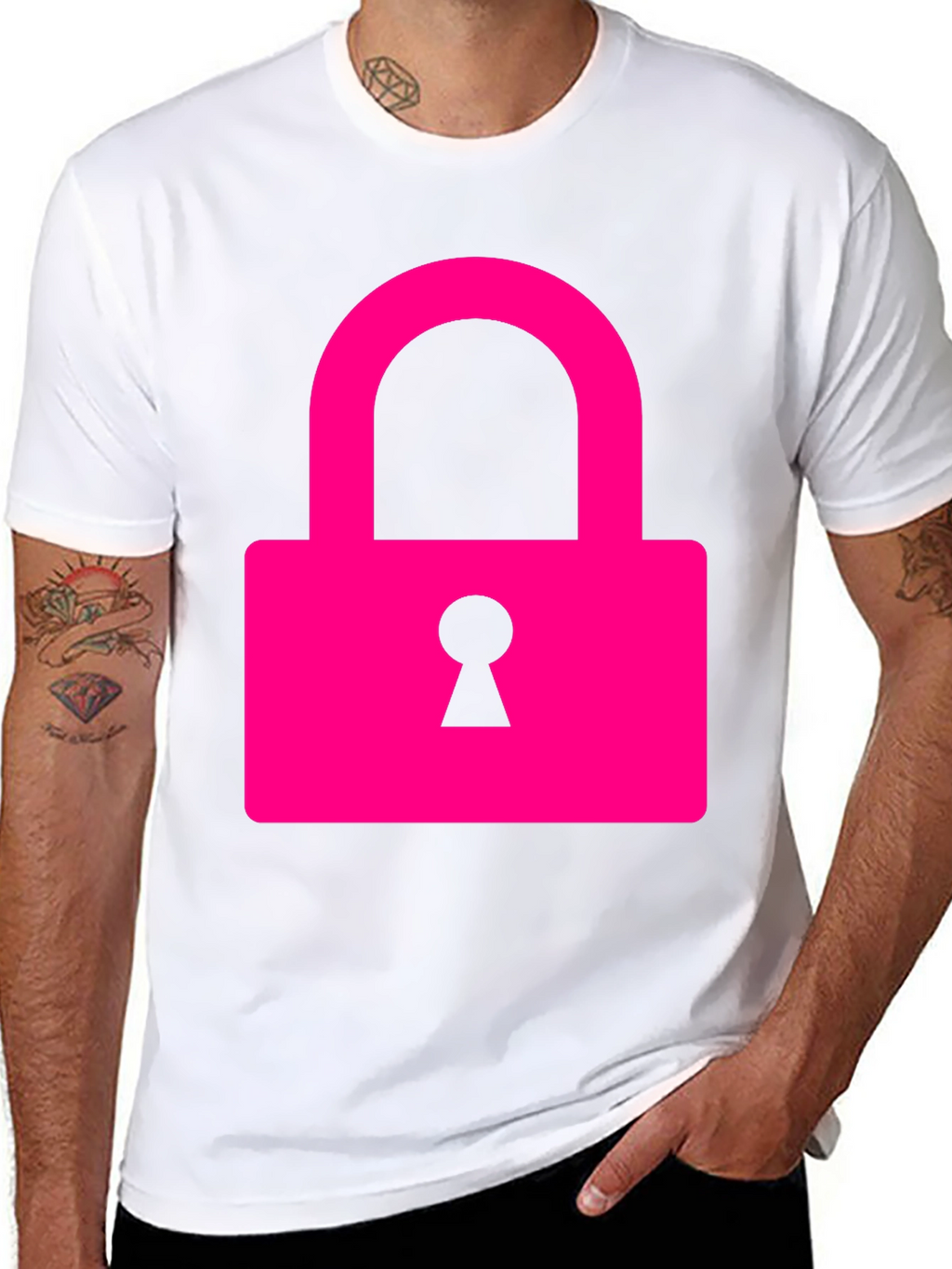 Cool Pink Lock Graphic T-Shirt