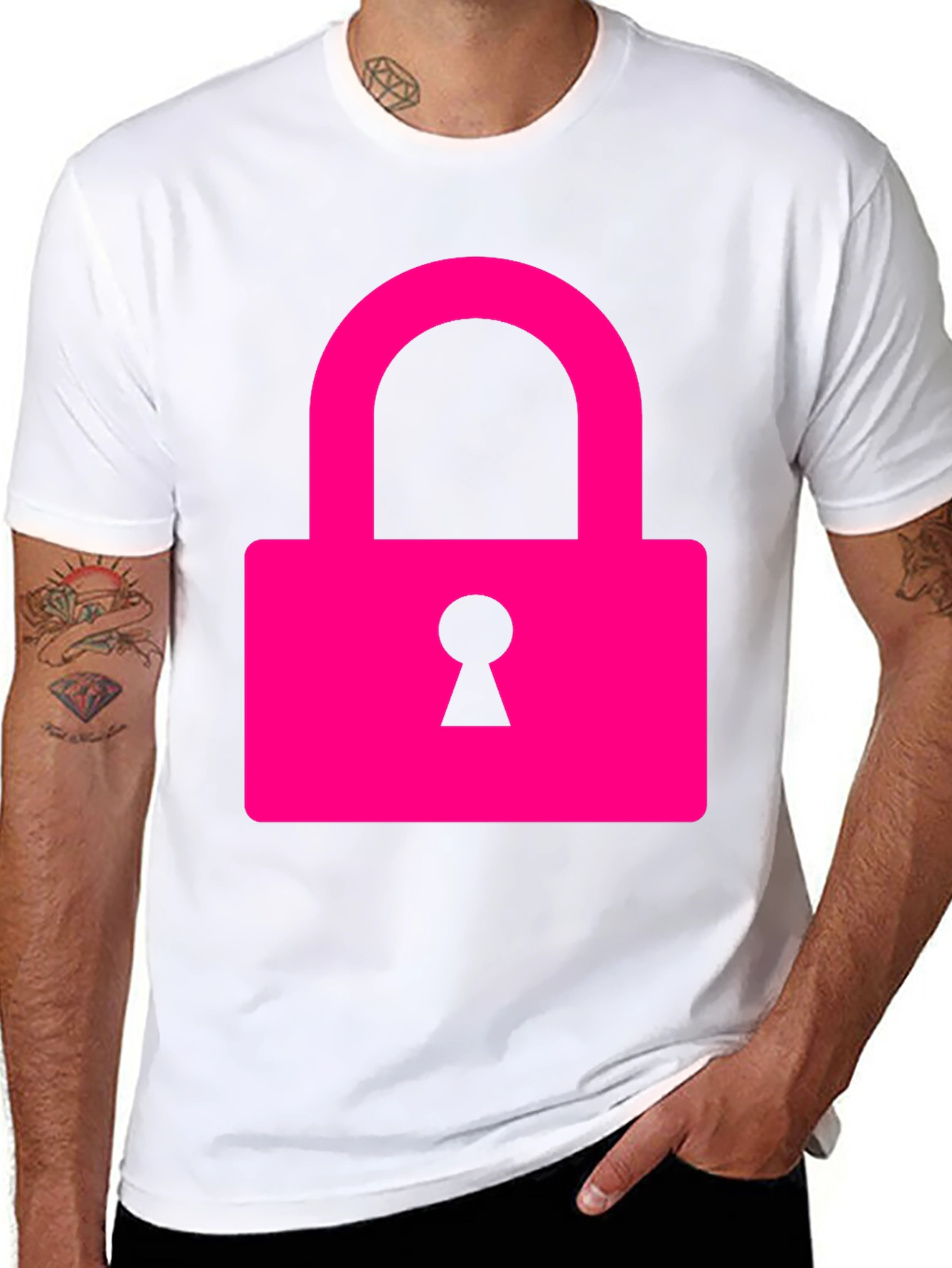 Cool Pink Lock Graphic T-Shirt