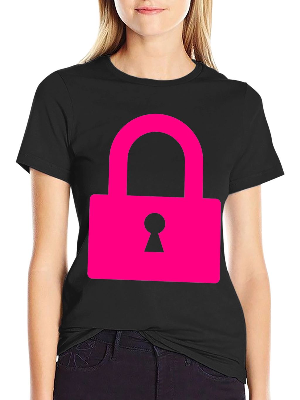 Cool Pink Lock Graphic T-Shirt