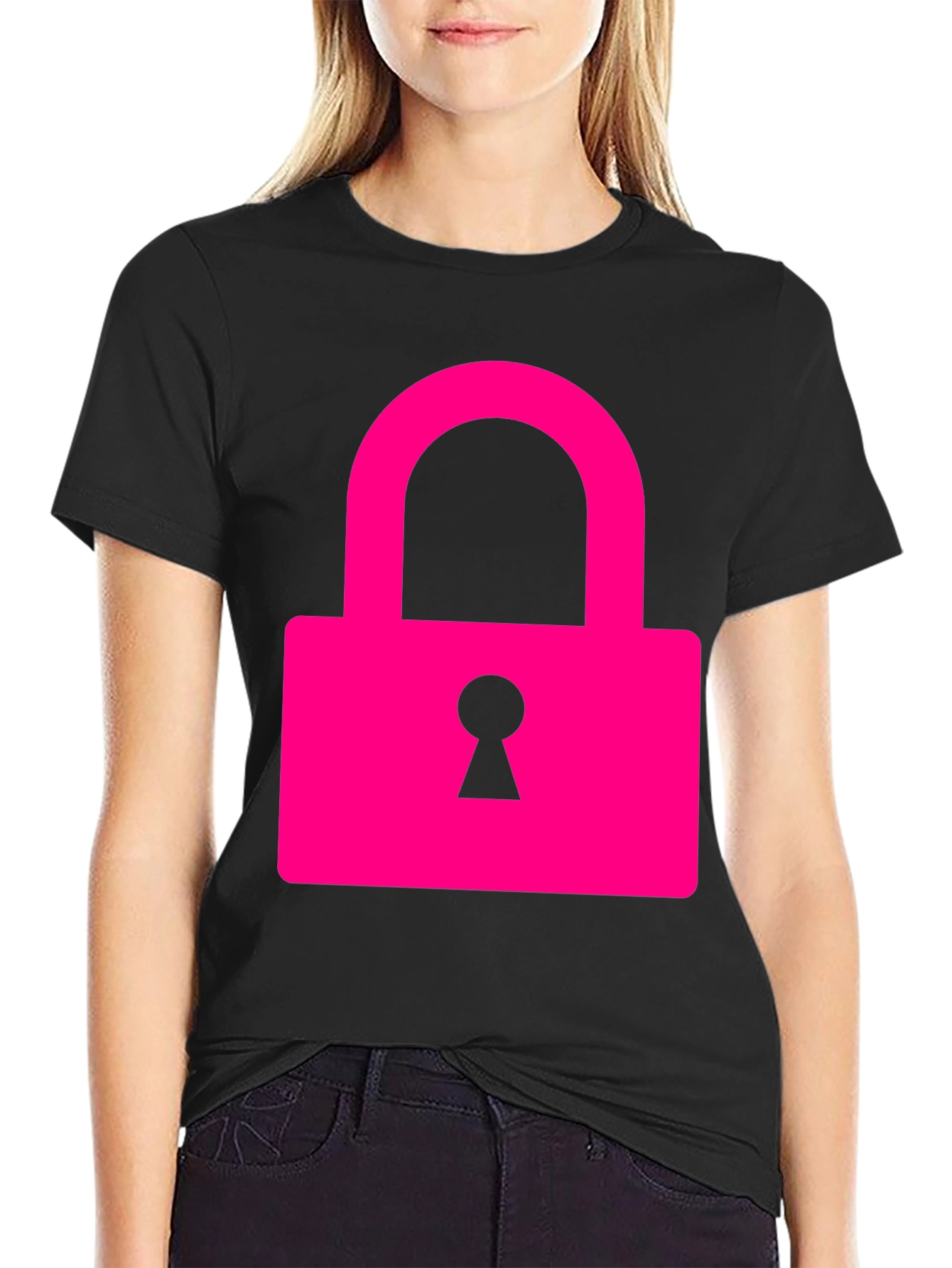 Cool Pink Lock Graphic T-Shirt