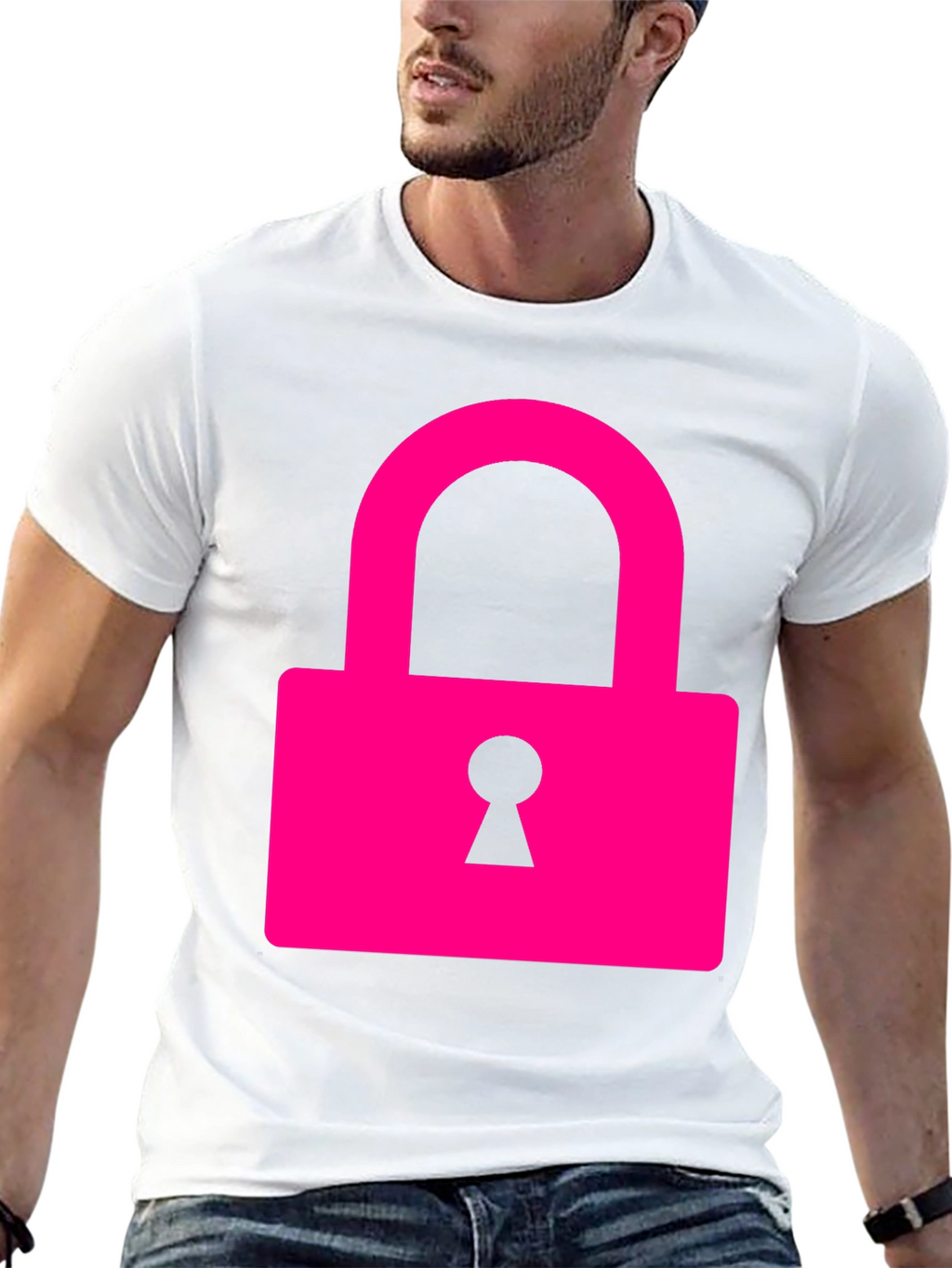 Cool Pink Lock Graphic T-Shirt